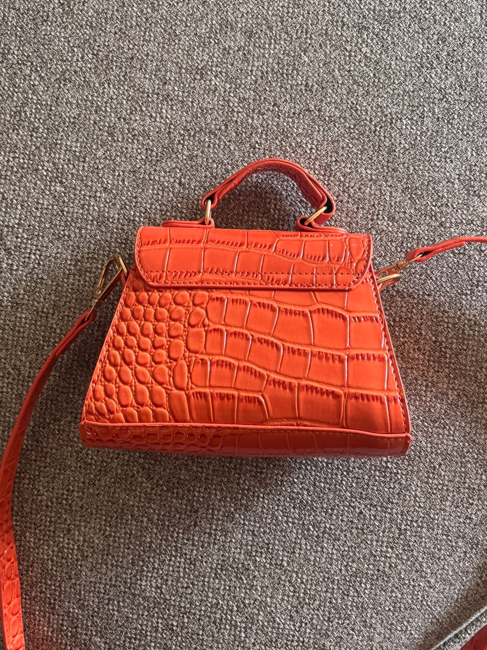 Orange Croc-Embossed Top Handle Mini Bag - Like New - Picture 2 of 5
